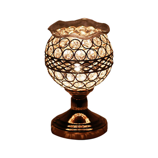 Modern Crystal Encrusted Nightstand Lamp - Cylinder/Round/Square Design Gold Finish Single Bulb