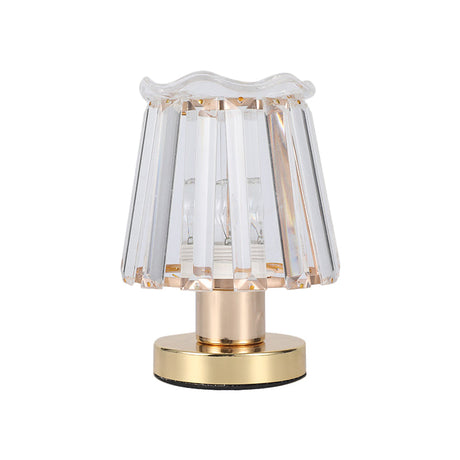 Minimalist Beveled Crystal Prisms Gold Desk Light: Tapered 1-Light Reading Lamp