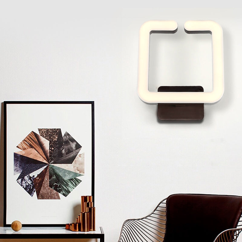 Contemporary Led Acrylic Wall Sconce - Square Frame Design 1 Light Warm/White/Natural