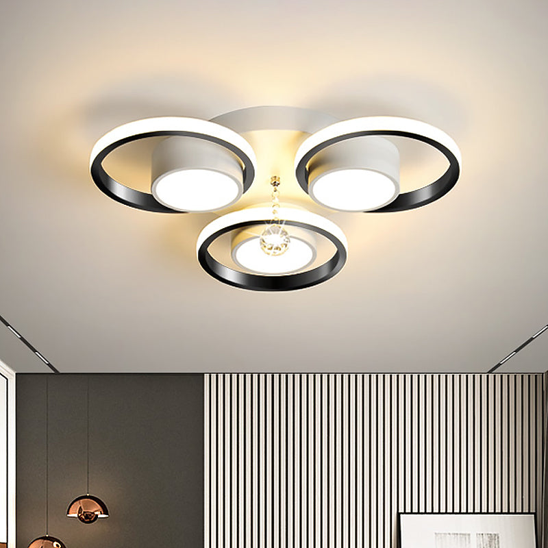 Modern Led White Acrylic Flush Ceiling Light With Crystal Orb - Remote Control Dimming