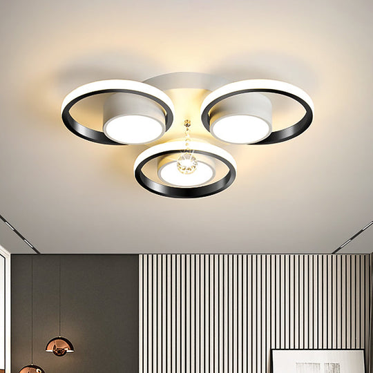 Modern Led White Acrylic Flush Ceiling Light With Crystal Orb - Remote Control Dimming