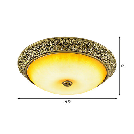 Rustic Amber Glass Led Ceiling Light In Gold Various Sizes