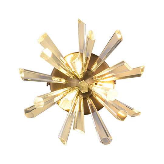Contemporary 2-Head Gold Crystal Rod Sputnik Wall Sconce - Warm/White Light