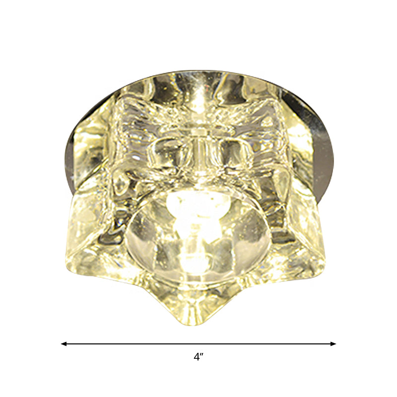 Contemporary Star - Shape Led Ceiling Fixture With Clear Crystal Accents - Warm/White/Multi Color