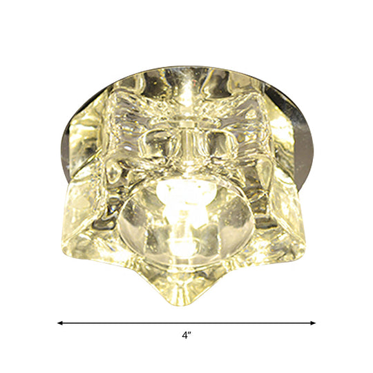 Contemporary Star - Shape Led Ceiling Fixture With Clear Crystal Accents - Warm/White/Multi Color