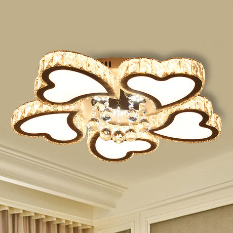 Loving Heart Crystal Block Ceiling Flush Led Mount Light Stainless-Steel