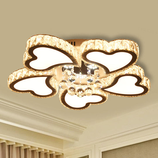 Loving Heart Crystal Block Ceiling Flush Led Mount Light Stainless-Steel