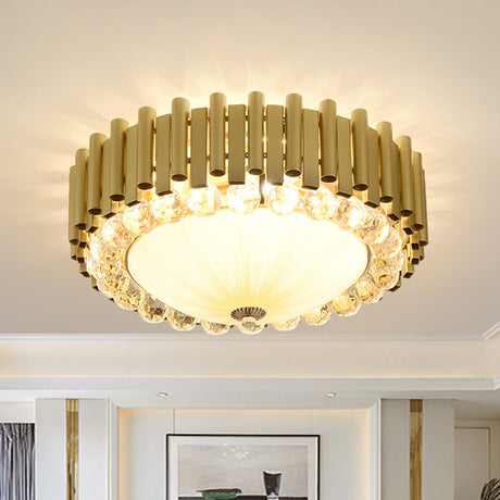 Brass 6-Head Crystal Flushmount: Modern Bedroom Ceiling Lighting