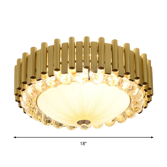 Brass 6 - Head Crystal Flushmount: Modern Bedroom Ceiling Lighting
