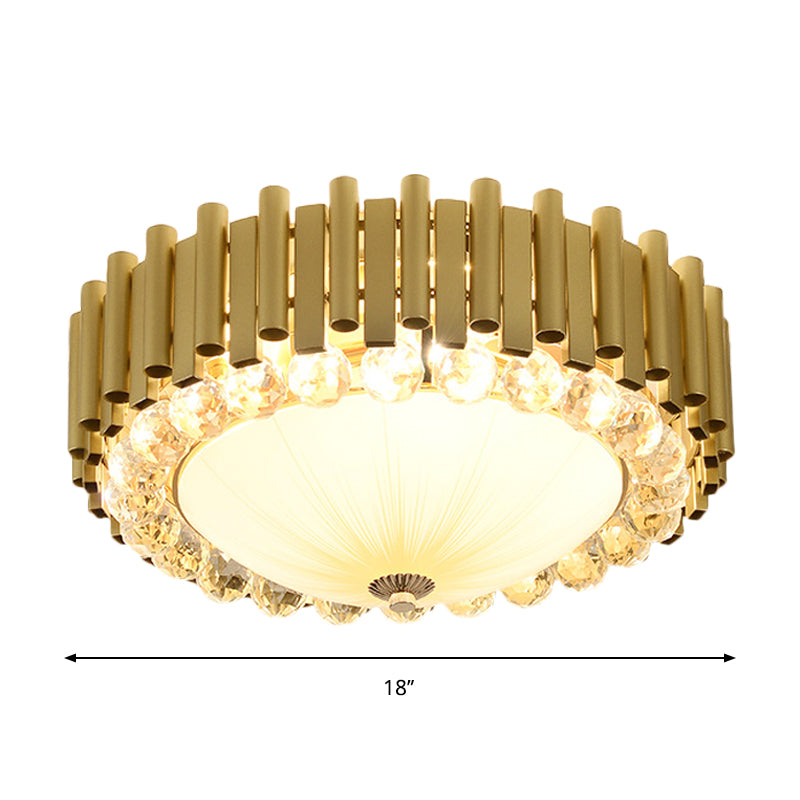 Brass 6-Head Crystal Flushmount: Modern Bedroom Ceiling Lighting