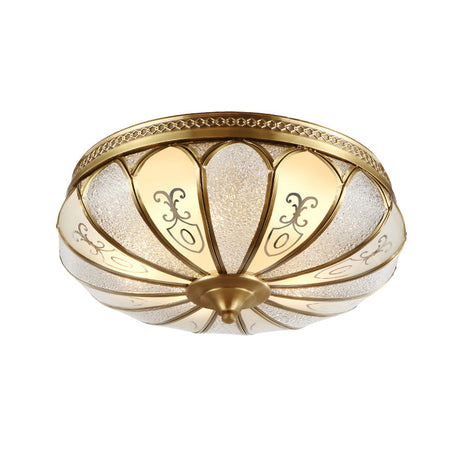 Lotus Frosted Glass Flush Mount Ceiling Light Fixture - Colonial Design Gold Finish 3/4/5 Heads