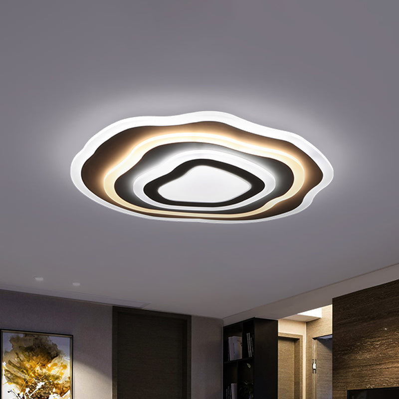 Modern Led Ceiling Lamp: 19.5’/23.5’ Wide Acrylic White Flush Mount With Warm/White Light For