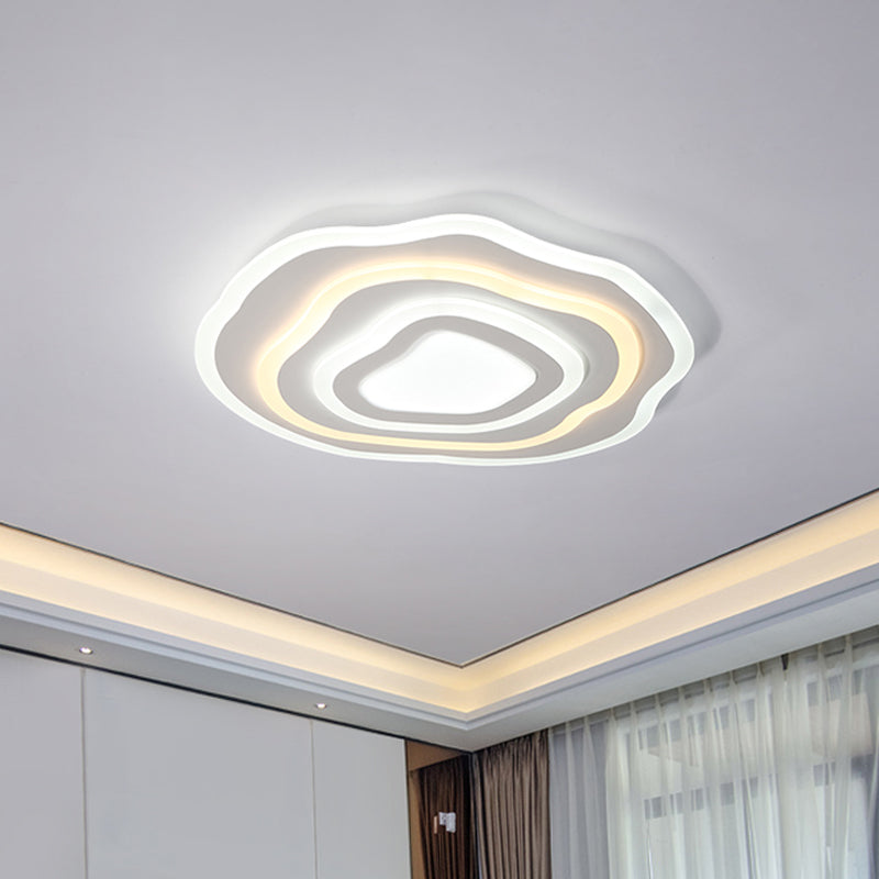 Modern Led Ceiling Lamp: 19.5’/23.5’ Wide Acrylic White Flush Mount With Warm/White Light For Lounge