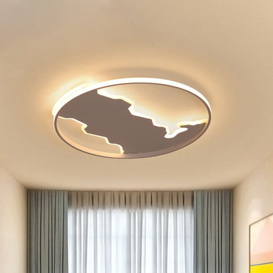 Nordic White Thin Loop Led Ceiling Light With Zigzag Panel Warm/White - 16.5/20.5 W / 16.5 Warm