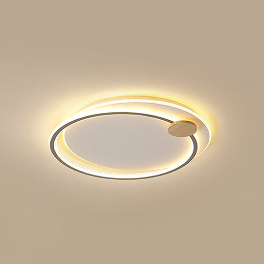 Minimalist Dual Circle Led Ceiling Light In Black/Grey For Warm/White Lighting - 16.5/20.5 Wide