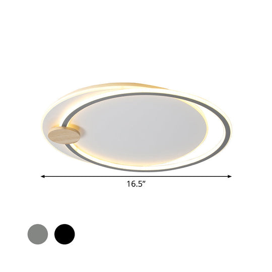 Minimalist Dual Circle Led Ceiling Light In Black/Grey For Warm/White Lighting - 16.5’/20.5’