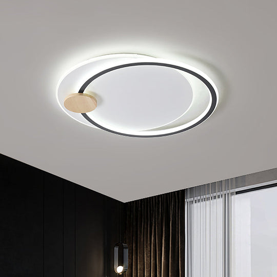 Minimalist Dual Circle Led Ceiling Light In Black/Grey For Warm/White Lighting - 16.5/20.5 Wide