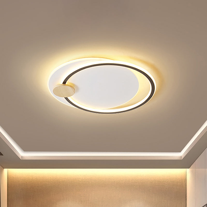 Minimalist Dual Circle Led Ceiling Light In Black/Grey For Warm/White Lighting - 16.5’/20.5’