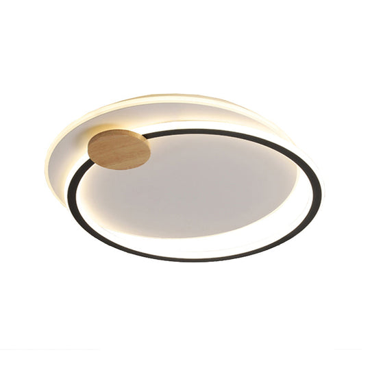 Minimalist Dual Circle Led Ceiling Light In Black/Grey For Warm/White Lighting - 16.5’/20.5’