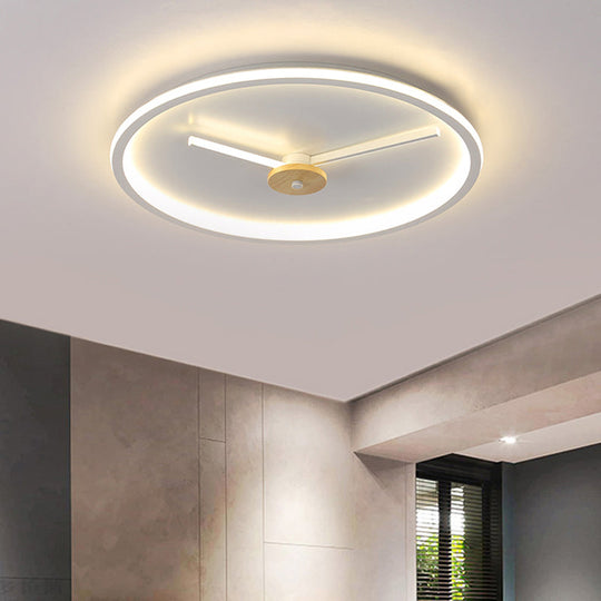 Ultra - Thin Led Ceiling Light With Adjustable Hour Hand Design For Modern Bedrooms In Black Or