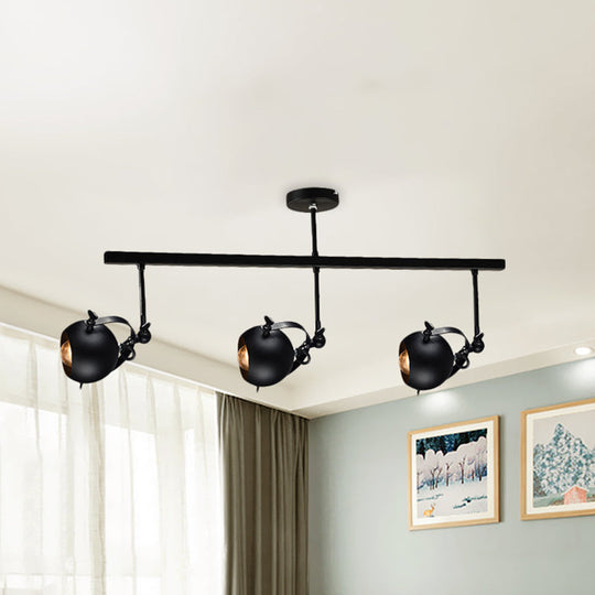 Industrial Iron Dome Restaurant Semi Flush Mount Ceiling Light Fixture With Linear Design - 2/3