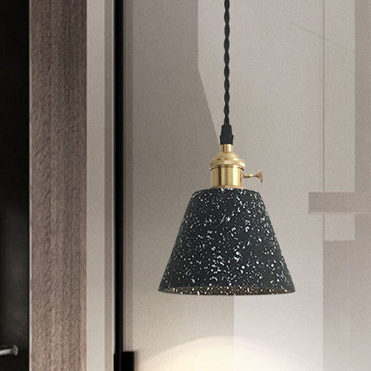 Industrial Black Tapered Ceiling Pendant Light With Cement Finish For Living Room