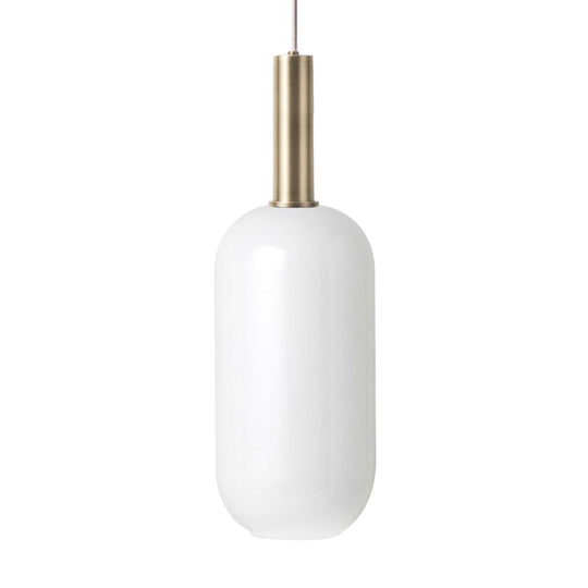 Minimalist Opal Glass Ceiling Pendant - Brass 1 Light Hanging Lamp For Table