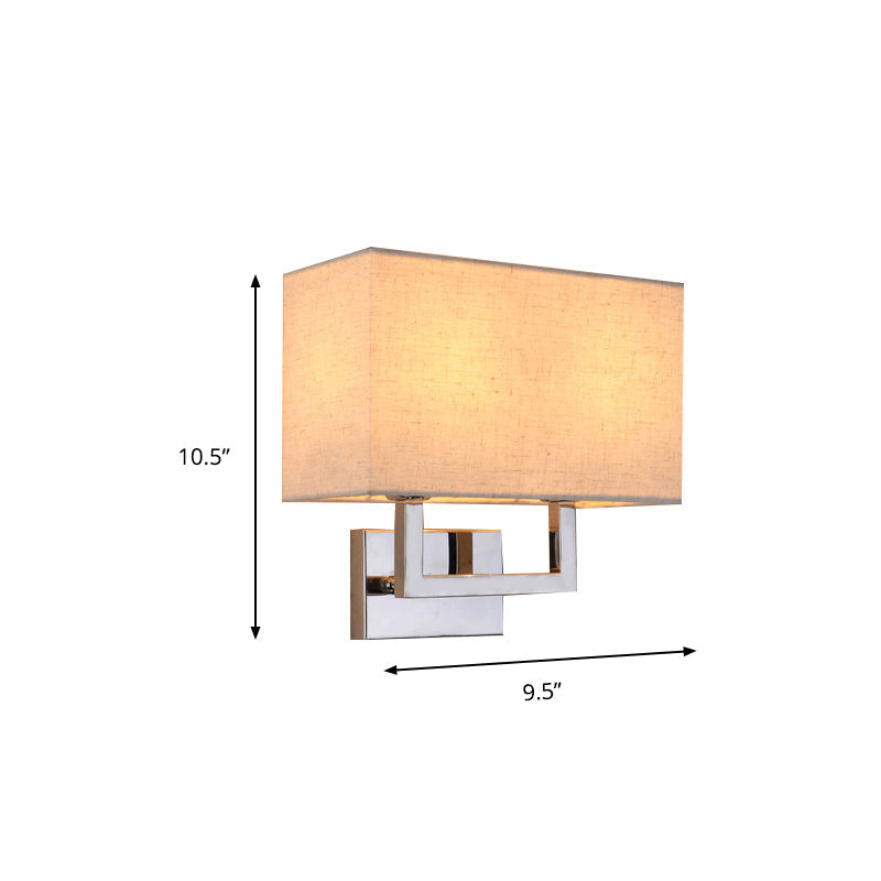 Modern Rectangular Beige Led Fabric Wall Sconce For Bedside Lighting