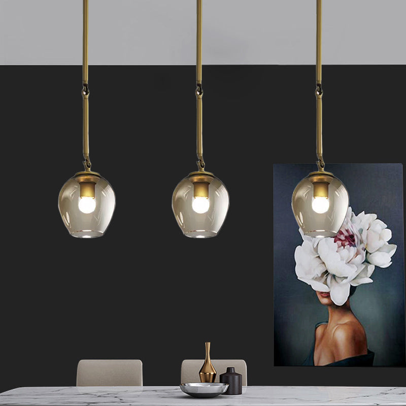 Retro Clear Dimple Glass Pendant Ceiling Light With 1 Head - Black/Gold For Kitchen