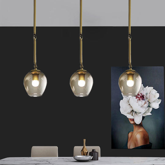 Retro Clear Dimple Glass Pendant Ceiling Light With 1 Head - Black/Gold For Kitchen