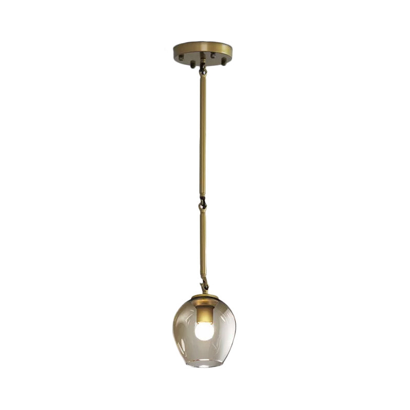 Retro Clear Dimple Glass Pendant Ceiling Light With 1 Head - Black/Gold For Kitchen