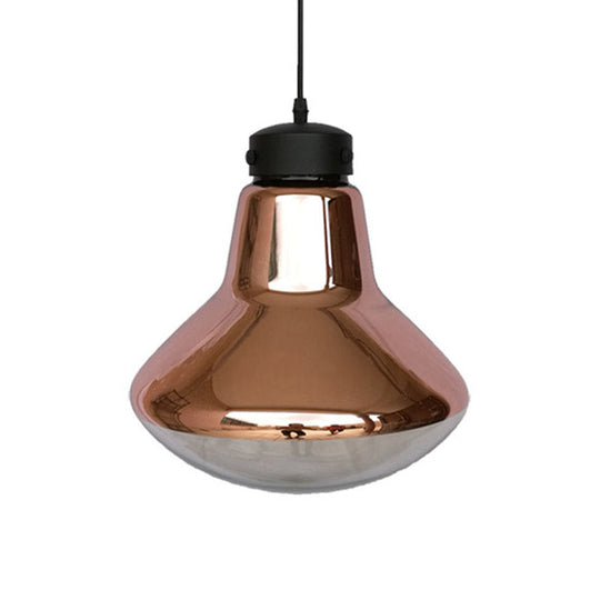 Modernist Copper Mirrored Glass Pendant Light - Dining Room Suspension Lamp