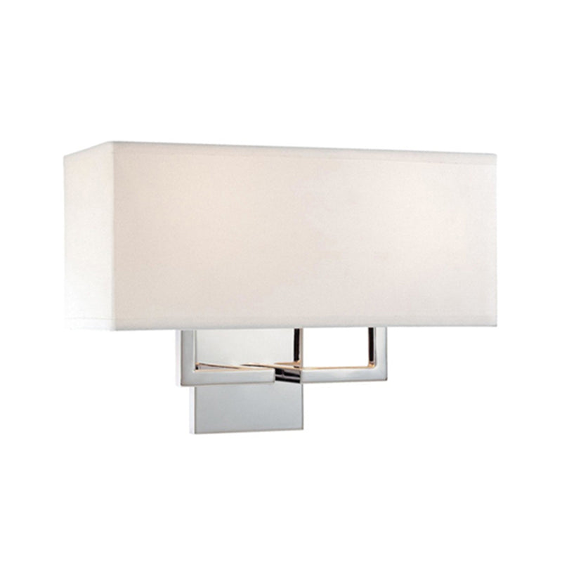 Modern Led Wall Sconce With Fabric Shade - Chrome Rectangular Mount Light