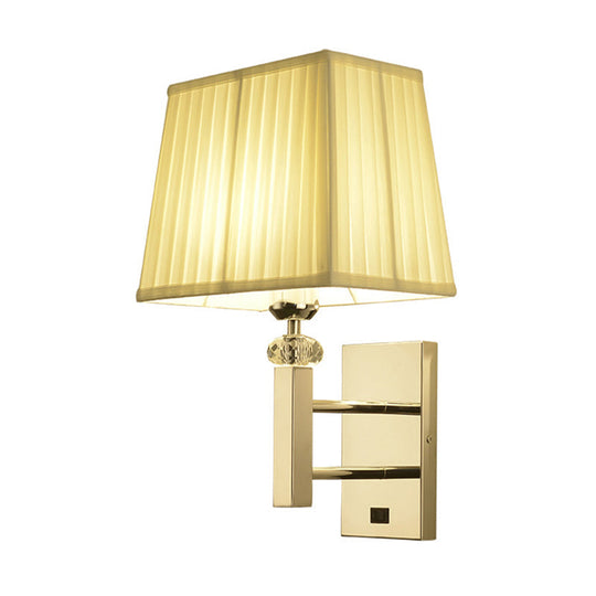 Contemporary Led Wall Sconce In Chrome For Living Room - Tapered Fabric Design