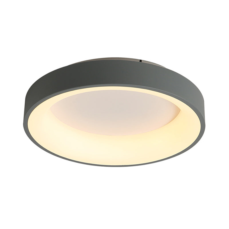 Simple Acrylic Round Flush Mount Led Ceiling Fixture 16/19.5 Inch White/Grey Hollow Design