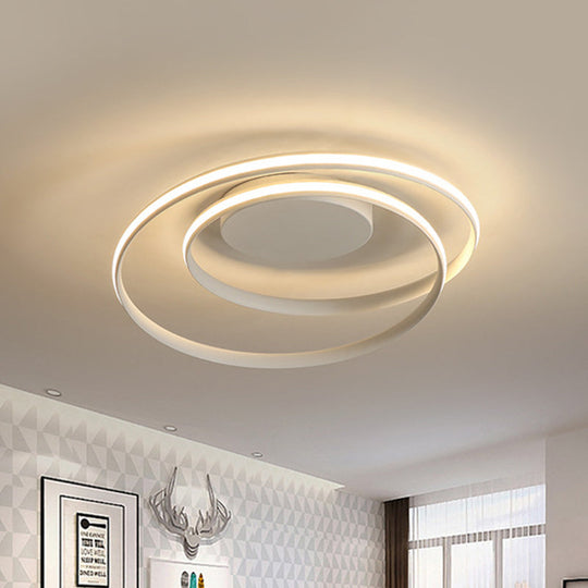 Led Twist Flush Mount Ceiling Light In Simplicity Black/White Aluminum Housing - Warm/White/3 Color