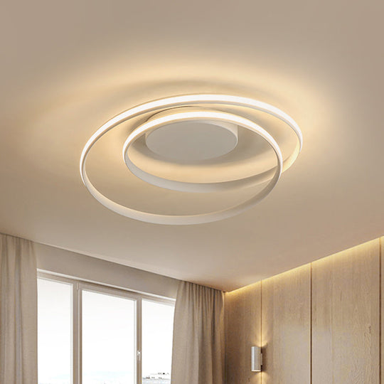 Led Twist Flush Mount Ceiling Light In Simplicity Black/White Aluminum Housing - Warm/White/3 Color