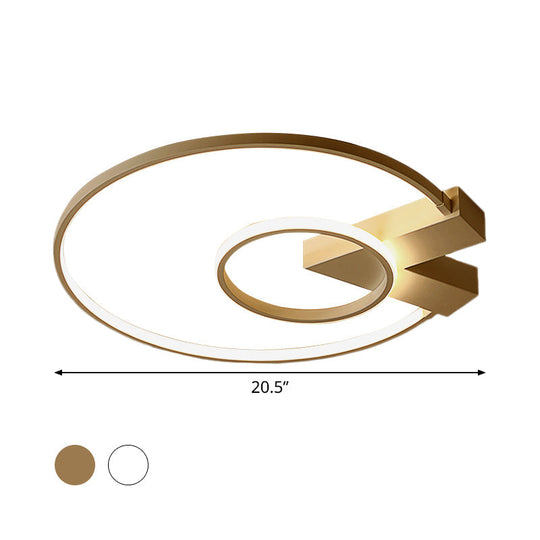 Contemporary White/Gold Led Ceiling Flush Mount With Chic 2 - Circle Design