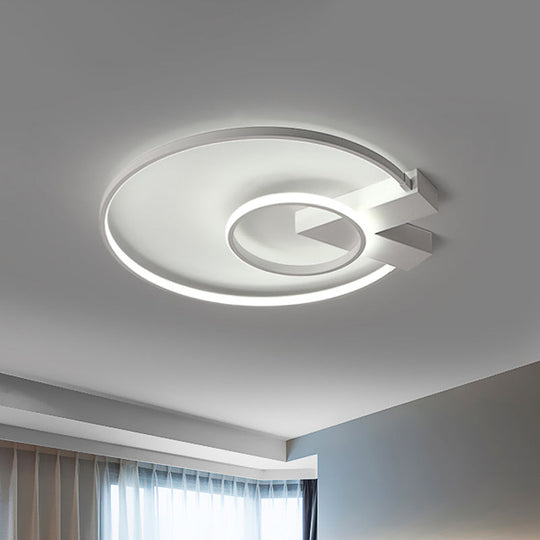 Contemporary White/Gold Led Ceiling Flush Mount With Chic 2-Circle Design White