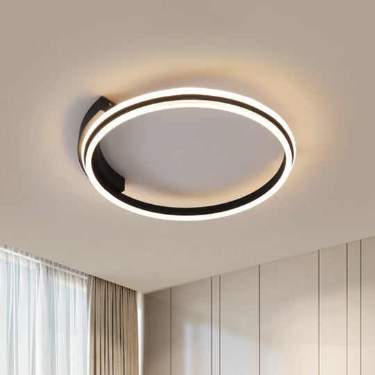 Minimal Black Acrylic Hoop Ceiling Light - 16.5’/20.5’ Wide Led Flush Mount Recessed Lighting