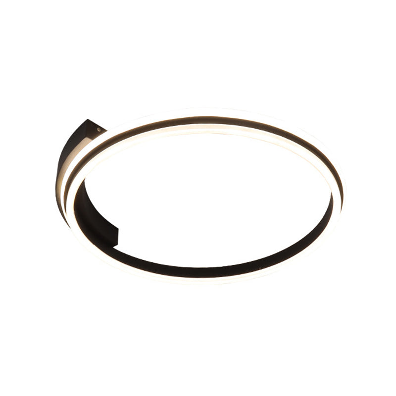 Minimal Black Acrylic Hoop Ceiling Light - 16.5’/20.5’ Wide Led Flush Mount Recessed Lighting