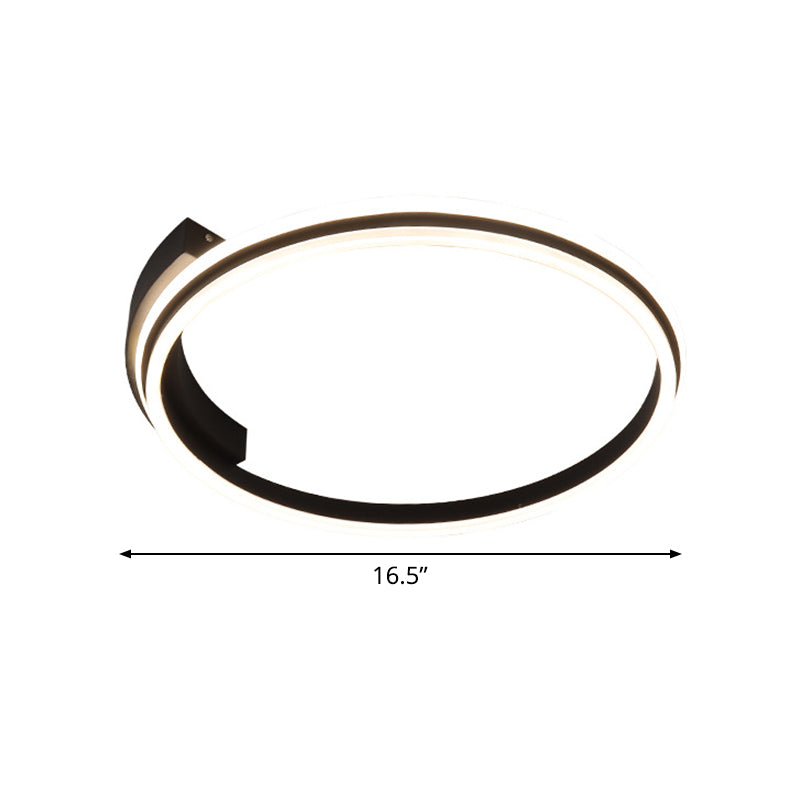 Minimal Black Acrylic Hoop Ceiling Light - 16.5’/20.5’ Wide Led Flush Mount Recessed Lighting