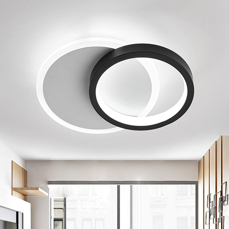 Minimalist Acrylic Led Flush Mount Ceiling Light With Ring - Panel Design Black - White