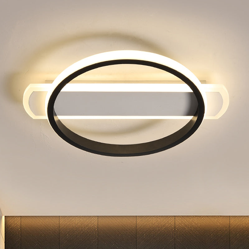 Simple Acrylic Led Flush Mounted Ceiling Light In Black - Round/Square - Oblong Shape Warm/White