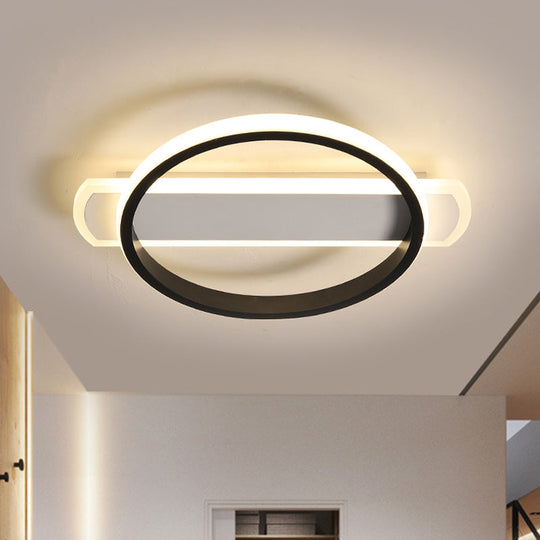 Simple Acrylic Led Flush Mounted Ceiling Light In Black - Round/Square - Oblong Shape Warm/White /