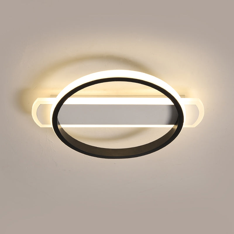 Simple Acrylic Led Flush Mounted Ceiling Light In Black - Round/Square - Oblong Shape Warm/White