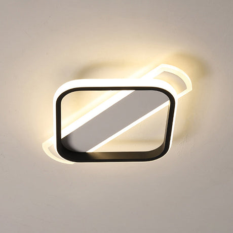 Simple Acrylic Led Flush Mounted Ceiling Light In Black - Round/Square - Oblong Shape Warm/White