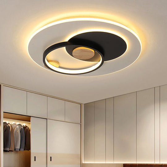 Minimal Intersected Circle Ceiling Light Iron Bedroom Led Flushmount Lighting (16.5’/20.5’) -