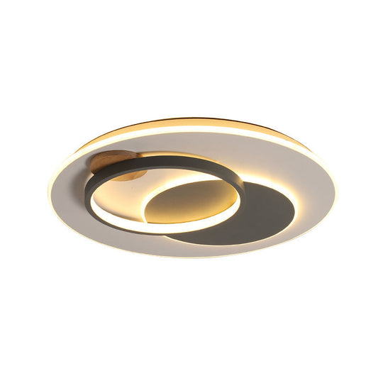 Minimal Intersected Circle Ceiling Light Iron Bedroom Led Flushmount Lighting (16.5’/20.5’) -
