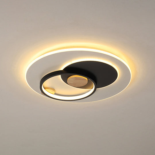 Minimal Intersected Circle Ceiling Light Iron Bedroom Led Flushmount Lighting (16.5’/20.5’) -